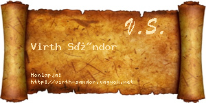 Virth Sándor névjegykártya